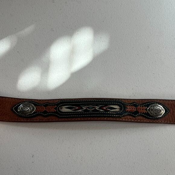 Wrangler Belt Mens (39.5-44) In Handcrafted Genuine Leather Southwestern Concho - Picture 5 of 16